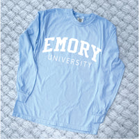 Customized School Comfort Colors Sweatshirt w/ Athletic Lettering