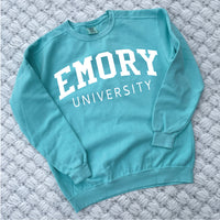 Customized School Comfort Colors Sweatshirt w/ Athletic Lettering