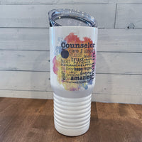 Sublimated 20oz Tall White Aluminum Vacuum Seal Tumbler