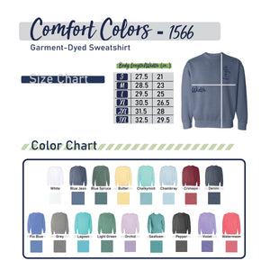 Customized School Comfort Colors Sweatshirt w/ Athletic Lettering