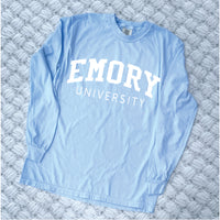 Customized School Comfort Colors Sweatshirt w/ Athletic Lettering
