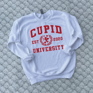 Retro Cupid University - Valentine's Day Crewneck Sweatshirt