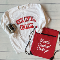Customized School Comfort Colors Bundle - Sweatshirt w/ Block Lettering - Drawstring Backpack - Tumbler Mug