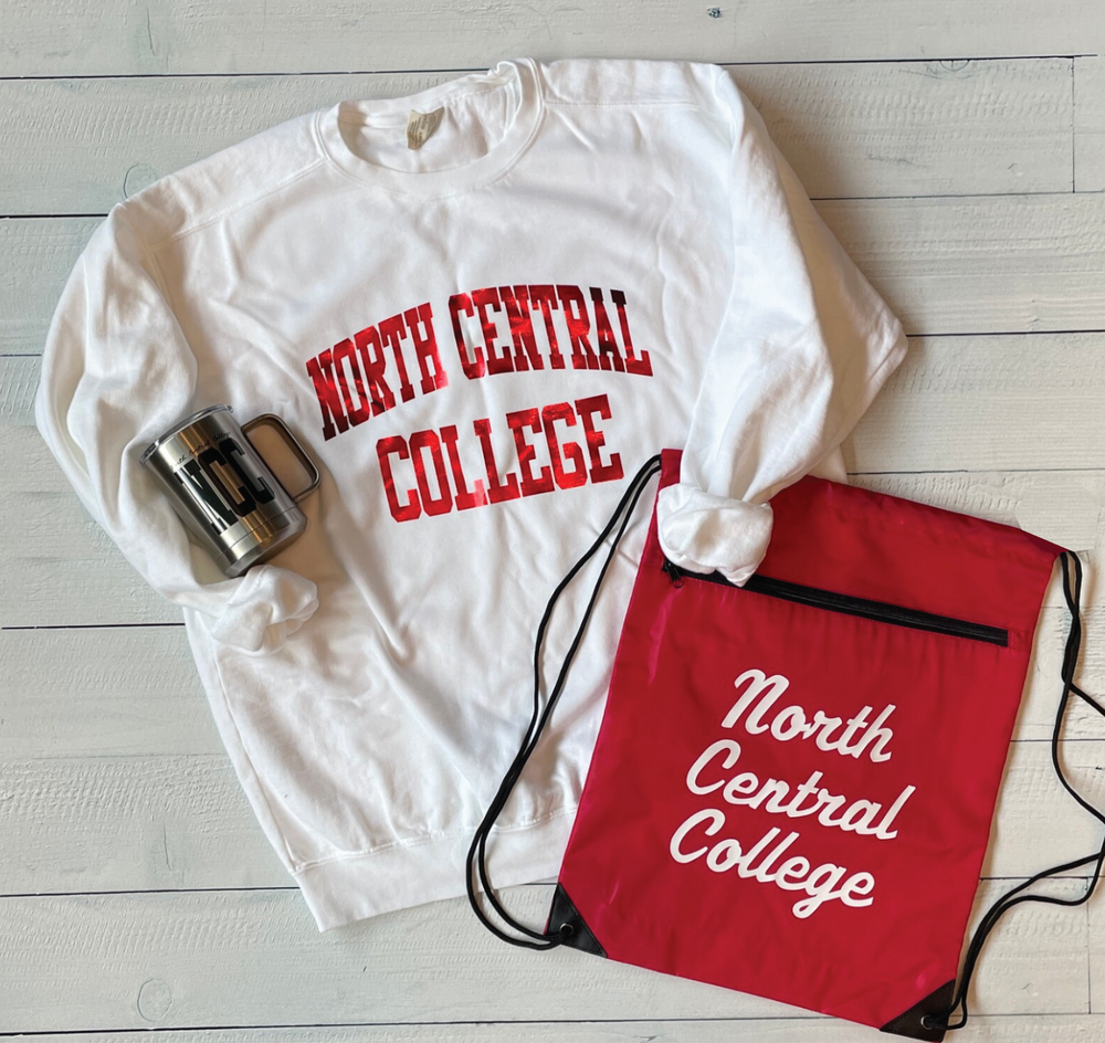 Customized School Comfort Colors Bundle - Sweatshirt w/ Block Lettering - Drawstring Backpack - Tumbler Mug