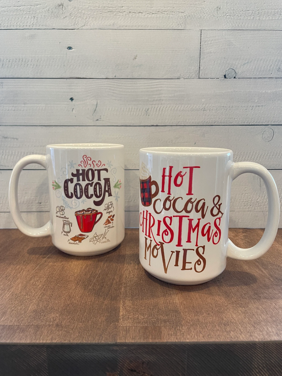 Holiday Mug Hot Cocoa and Christmas Movies 15oz Acrylic Mug
